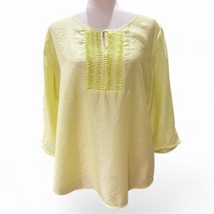 CHICO'S Pop-over Top/Tunic‎ Yellow Spring Lightweight Size 1 (Medium 8)